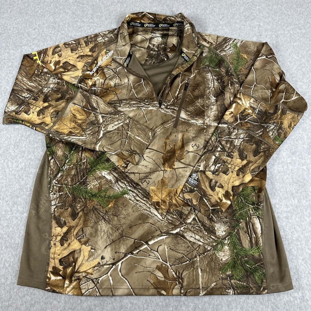 ScentBlocker Men's Realtree Camo Hunting Pullover 1/4 zip Shirt XXL Trinity Tech